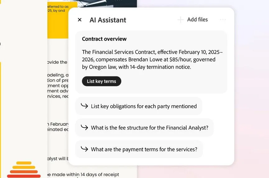 AI của Adobe Acrobat giải thích các điều khoản pháp lý phức tạp trong hợp đồng một cách dễ hiểu