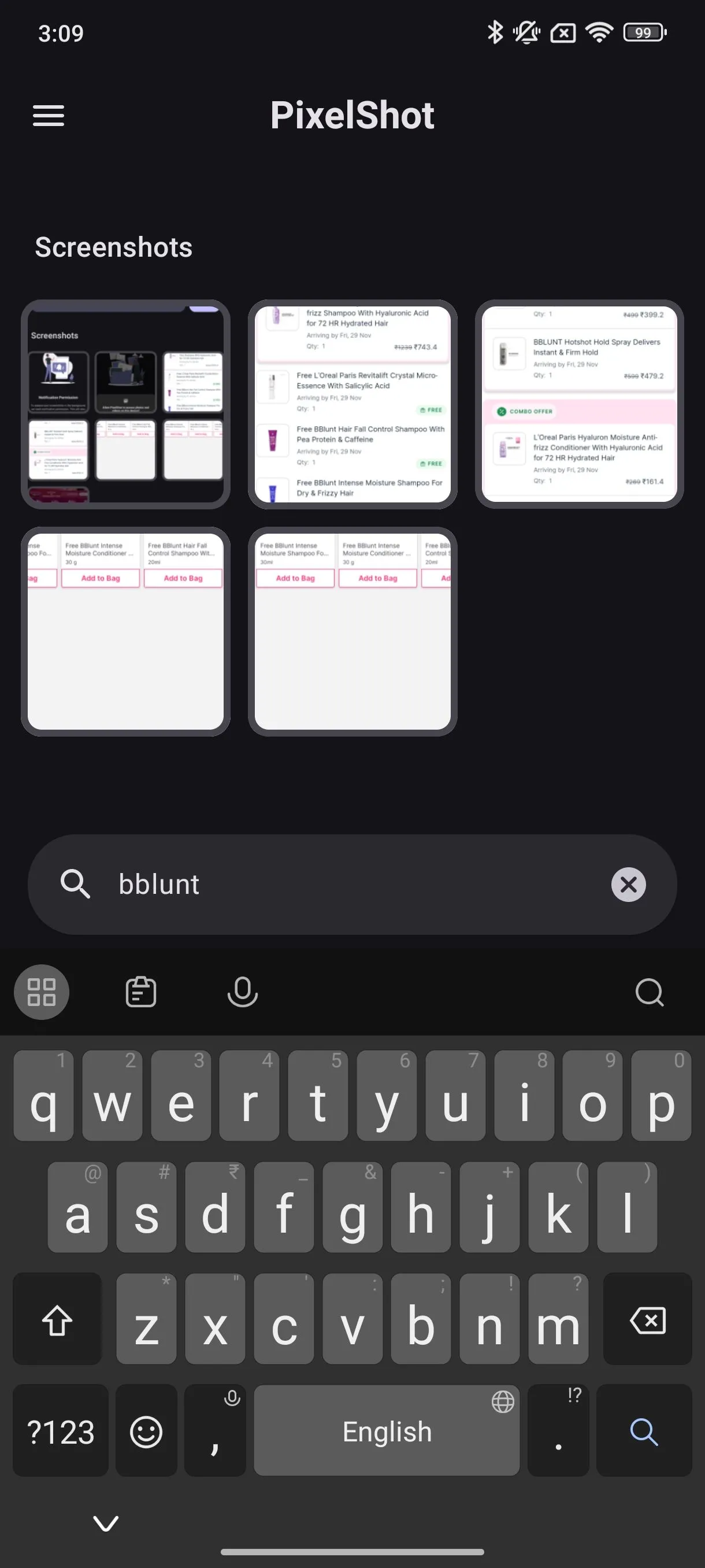 Ảnh chụp màn hình minh họa tính năng tìm kiếm văn bản trong PixelShot