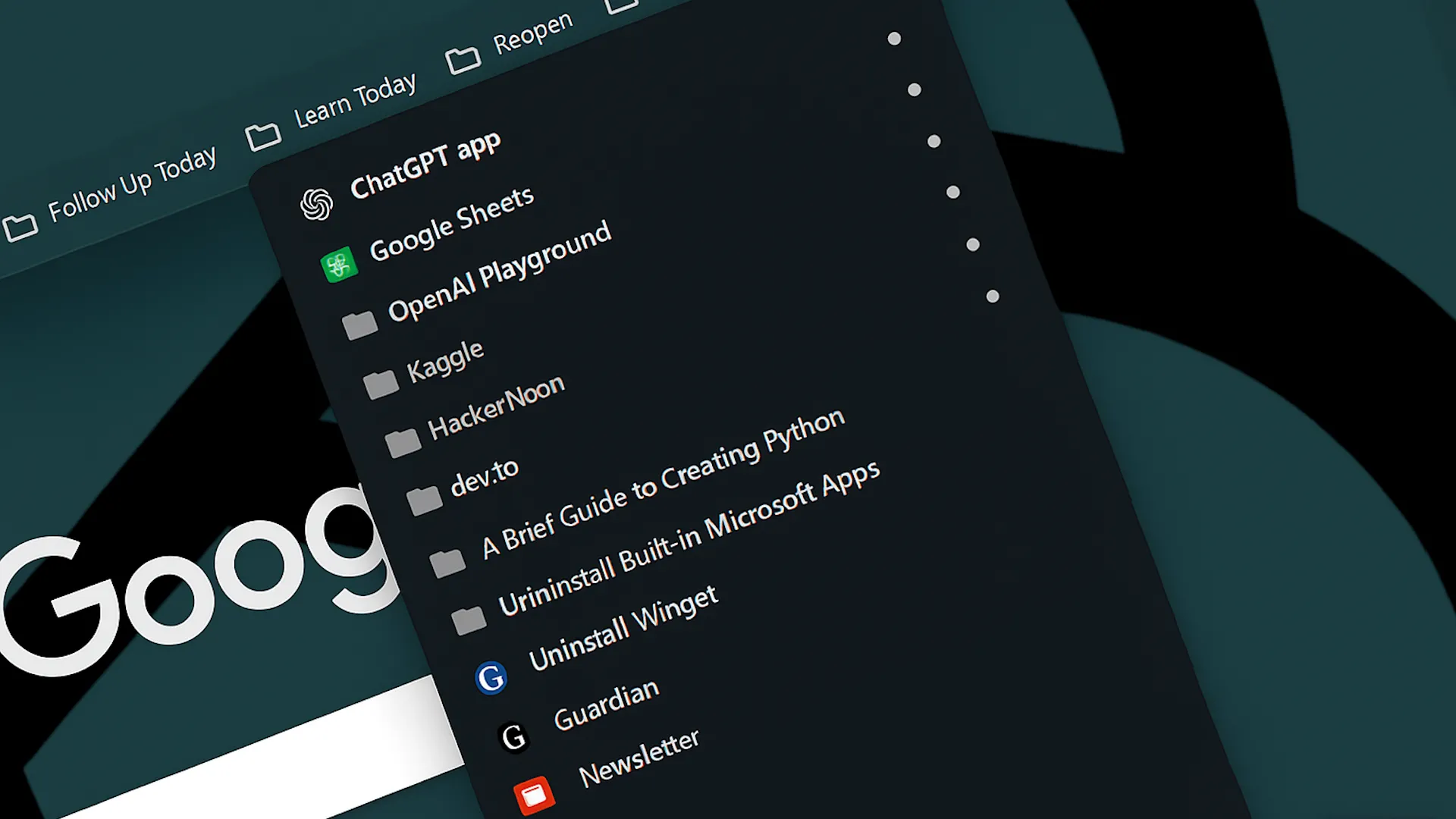 Ảnh chụp màn hình trình duyệt Google Chrome hiển thị các trang được đánh dấu trong thanh dấu trang