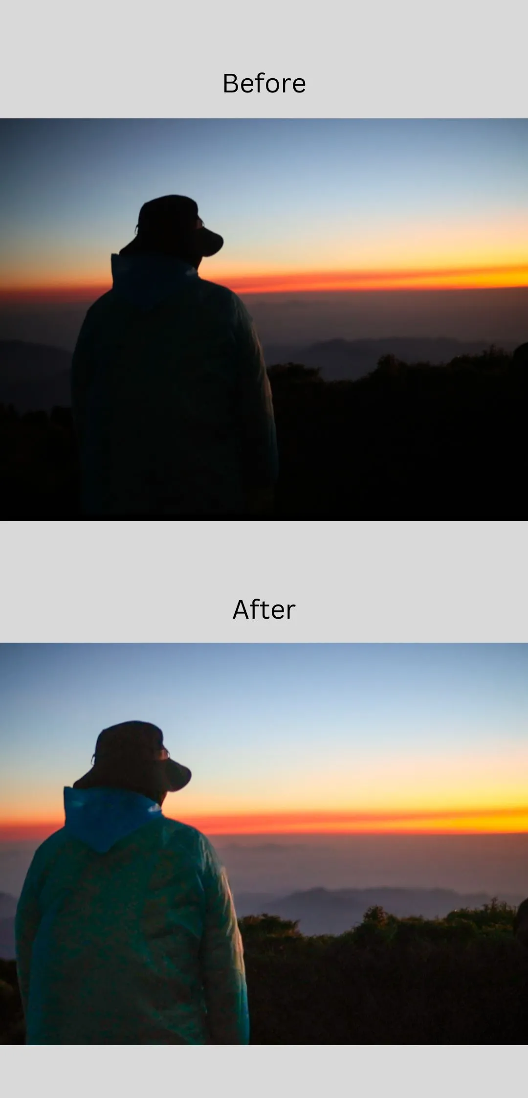 Ảnh trước và sau khi chỉnh sửa bằng Lightroom Mobile thể hiện khả năng chỉnh sửa màu sắc