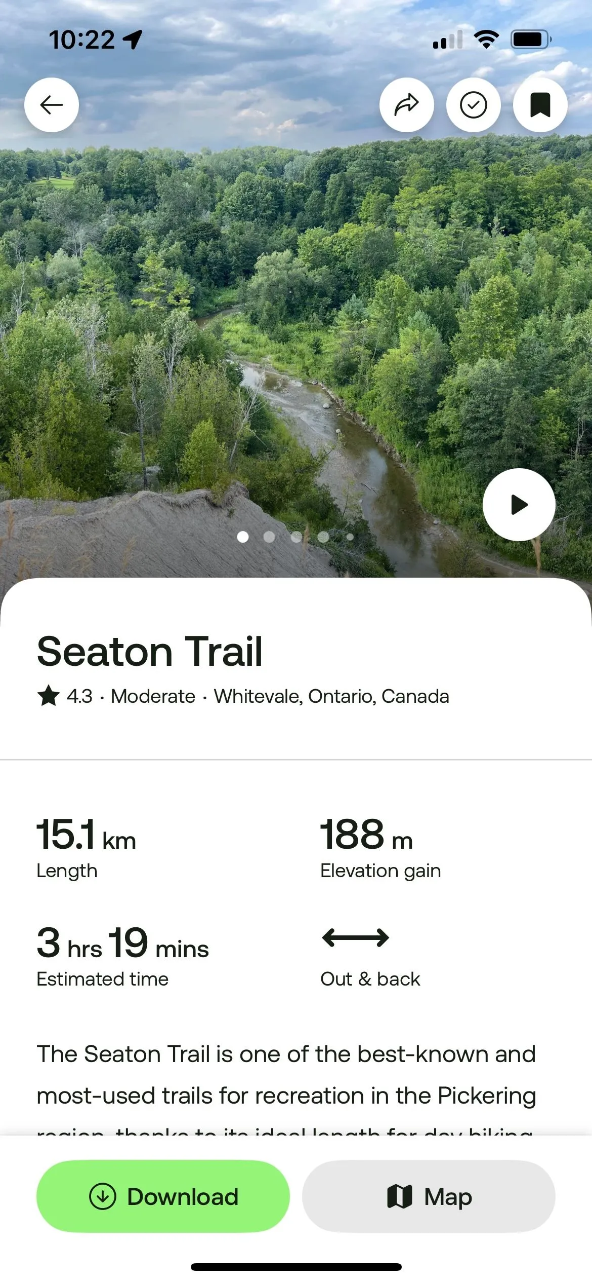 Bản đồ đường mòn AllTrails trên điện thoại