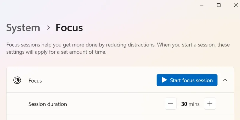 Bắt đầu Phiên tập trung (Focus Session) trên Windows 11