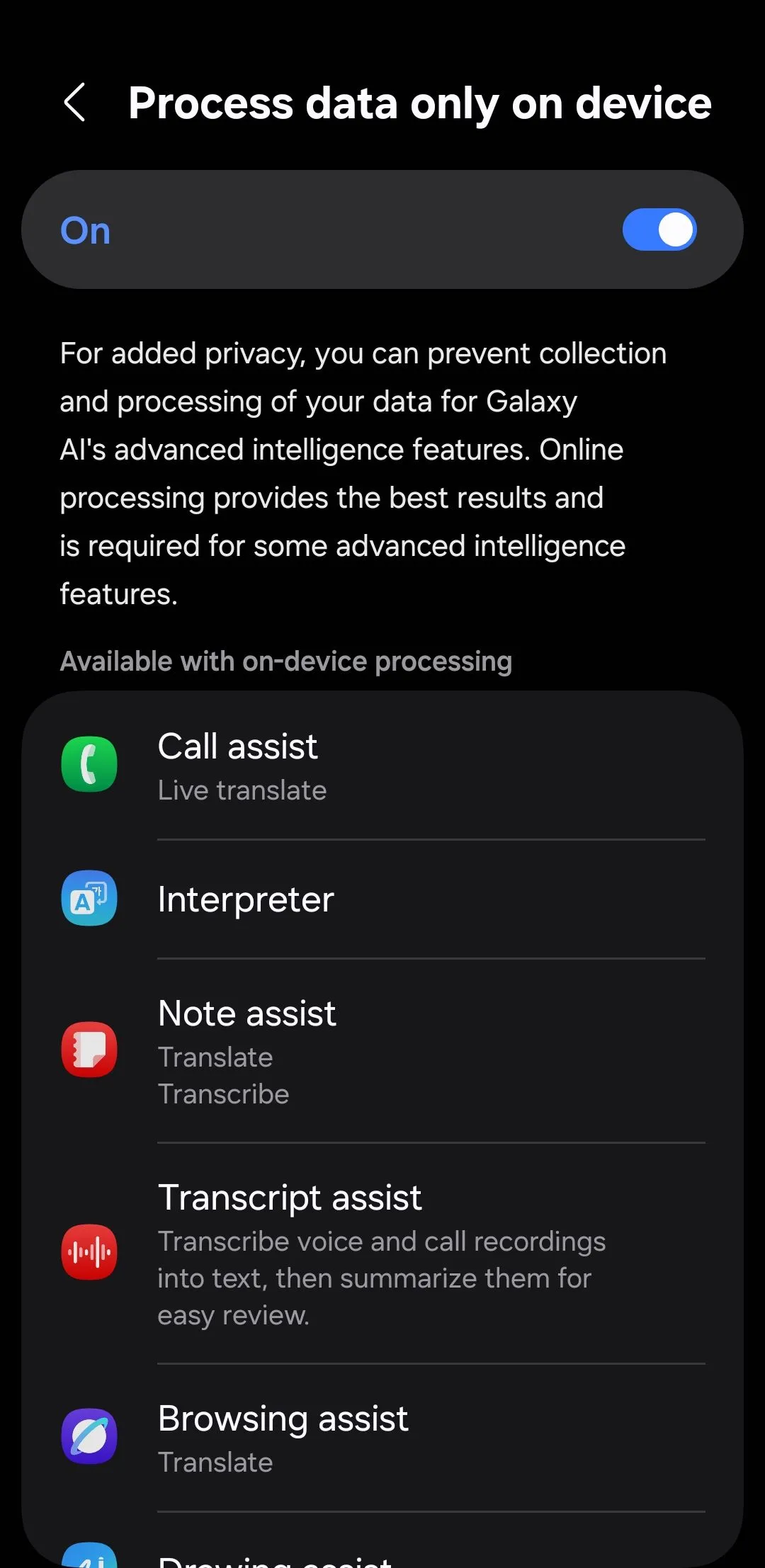 Bật xử lý dữ liệu Galaxy AI trên thiết bị để bảo mật tốt hơn