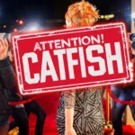 Biển báo cảnh báo lừa đảo hẹn hò trực tuyến Catfishing với hình ảnh người nổi tiếng bị paparazzi chụp