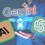 Biểu tượng các công cụ AI phổ biến như Gemini, ChatGPT, Claude cùng hình ảnh chatbot AI minh họa