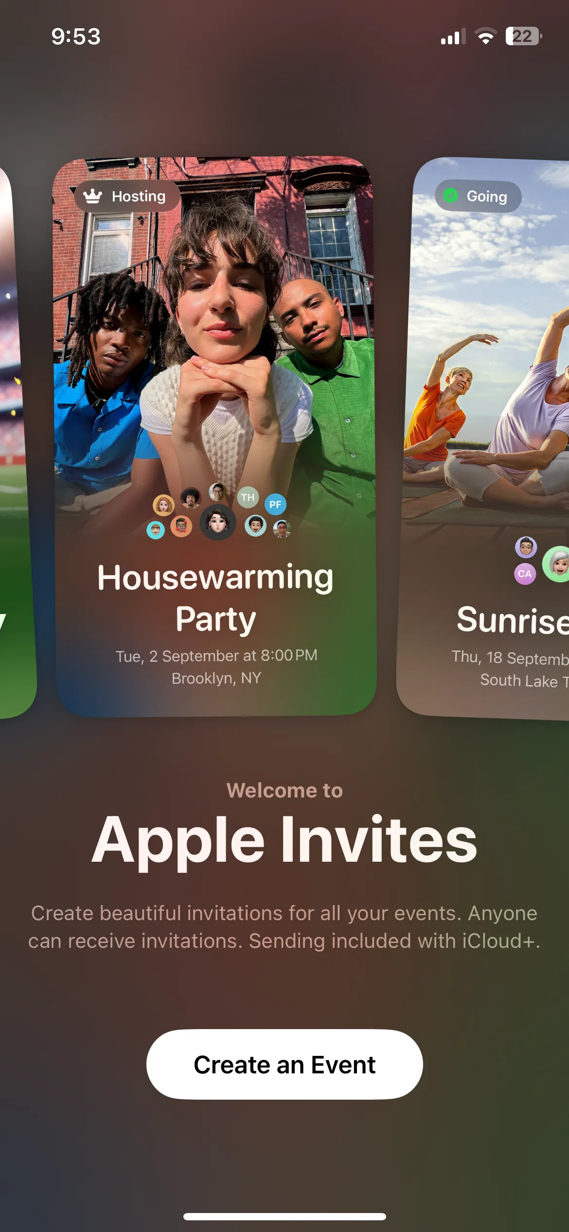 Biểu tượng ứng dụng Apple Invites trên iPhone, ứng dụng mới giúp tạo và quản lý thiệp mời sự kiện số.