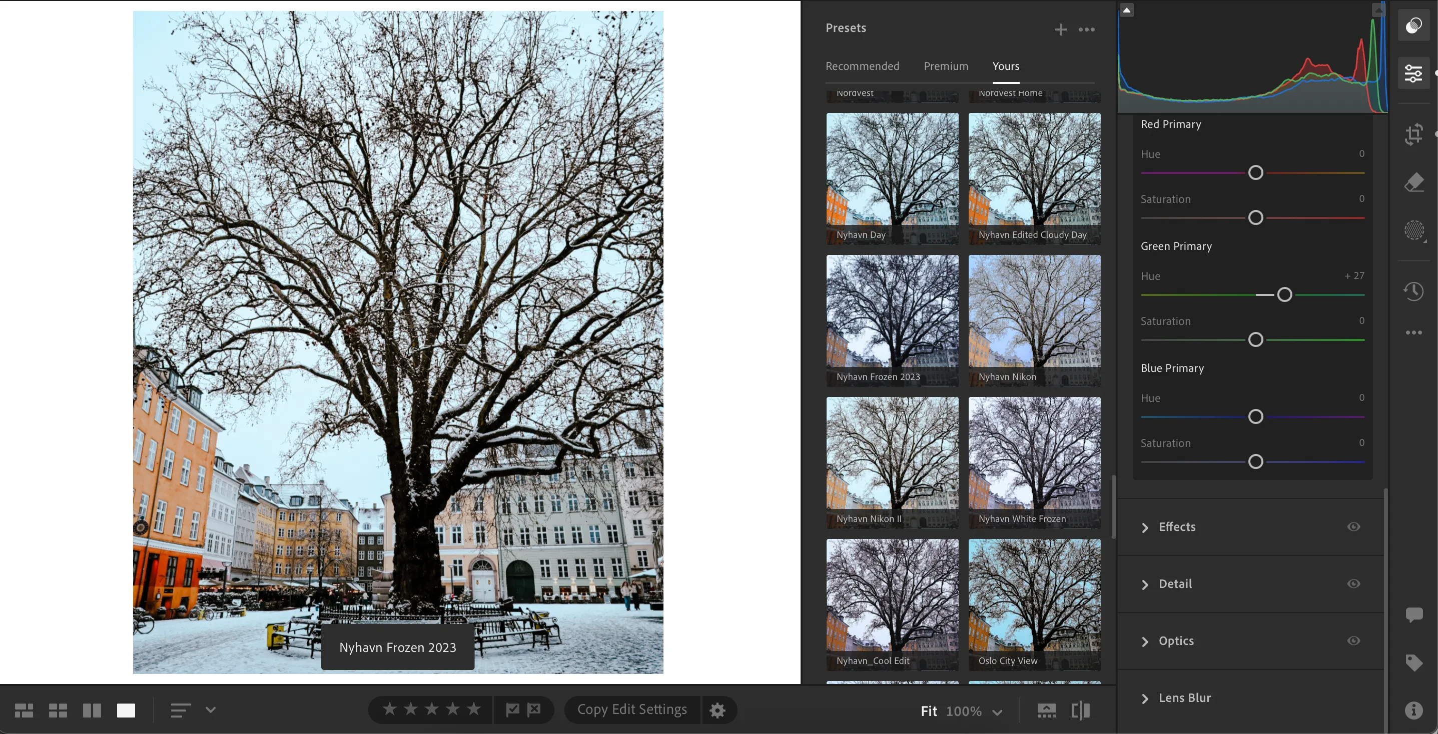 Bộ sưu tập các preset chỉnh sửa ảnh trong giao diện Adobe Lightroom