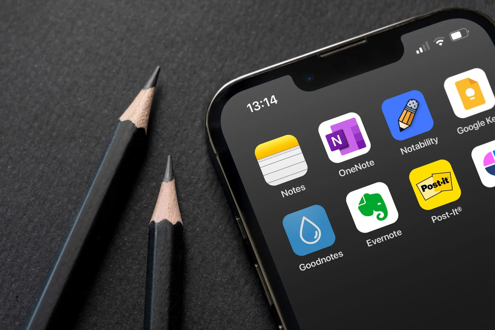 Các biểu tượng ứng dụng ghi chú trên màn hình điện thoại iPhone