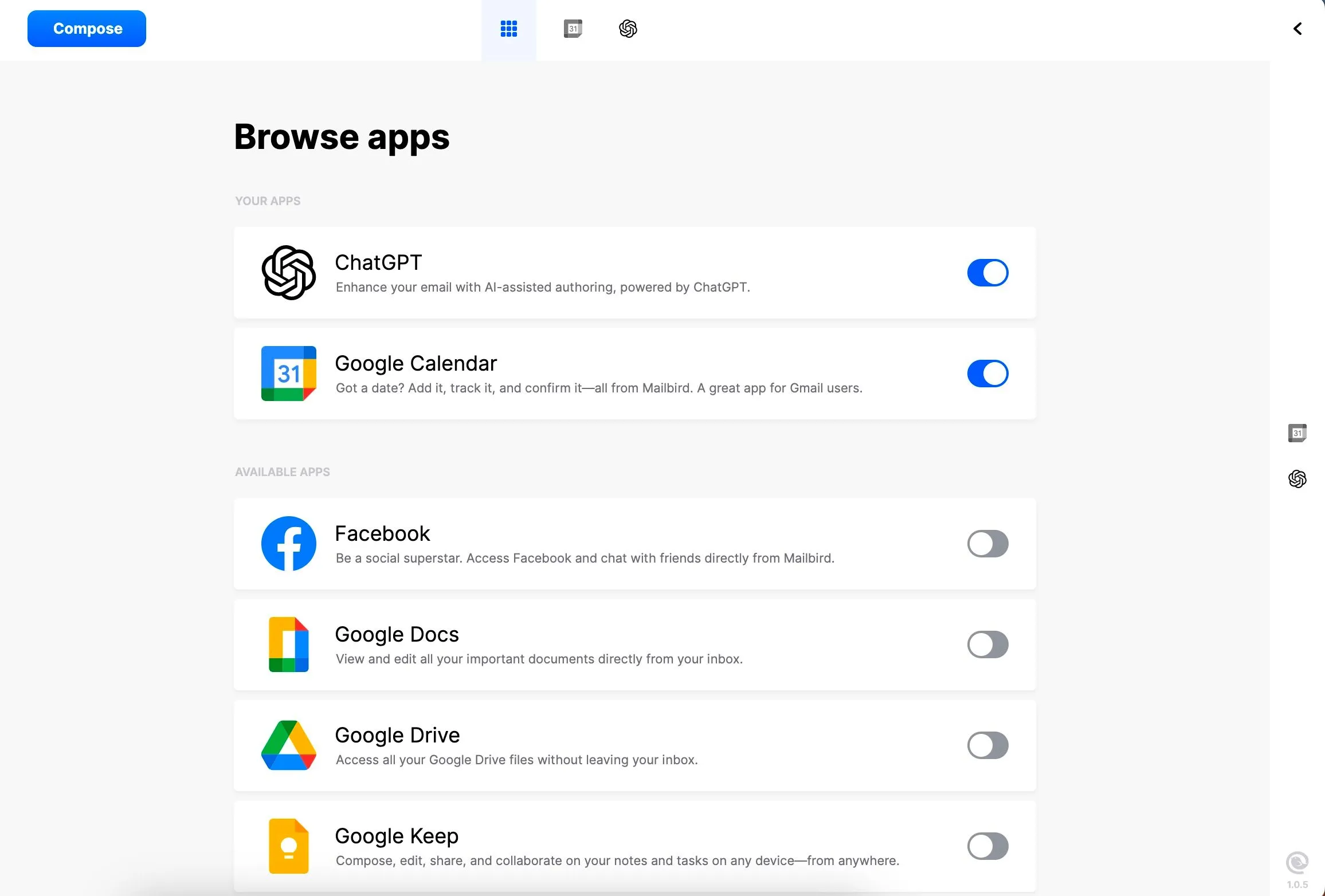 Các bước tích hợp tài khoản Gmail và Google Calendar vào phần mềm quản lý email Mailbird