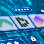Các logo NordPass, Dashlane và Proton Pass cùng biểu tượng mật khẩu và khóa bảo mật, minh họa các trình quản lý mật khẩu hàng đầu