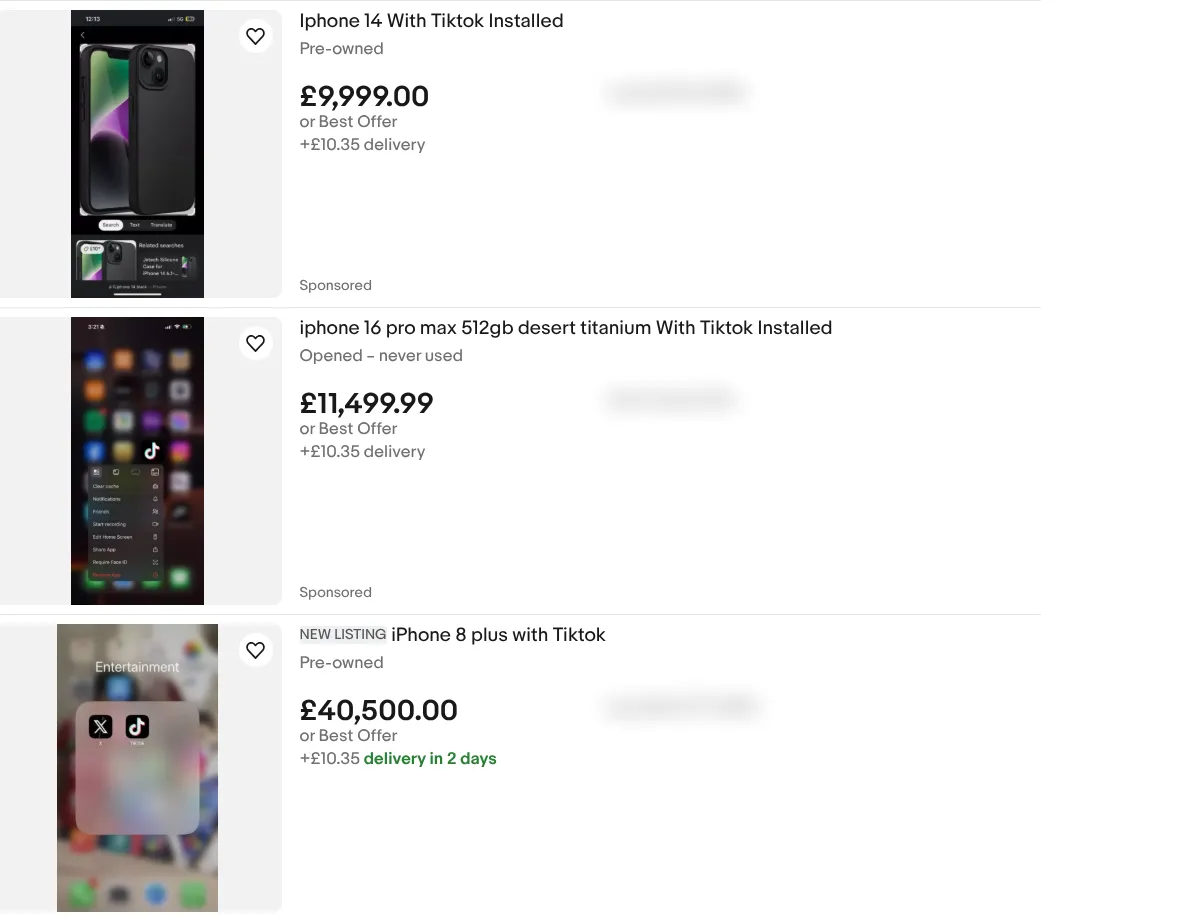 Các mẫu iPhone được rao bán trên eBay với ứng dụng TikTok đã cài sẵn và mức giá gây sốc