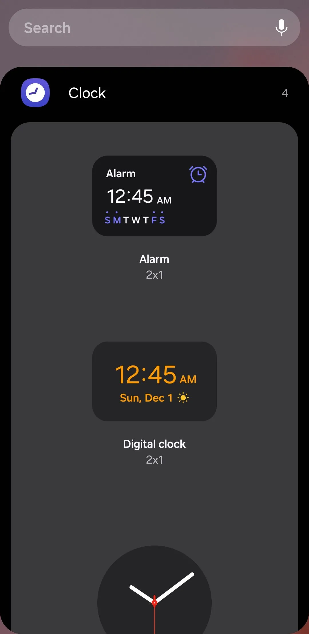 Các tùy chọn widget đồng hồ và thời tiết trên điện thoại Samsung Galaxy
