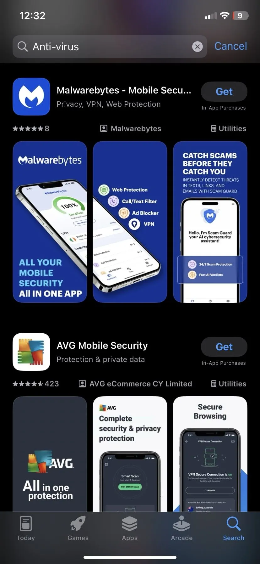 Các ứng dụng diệt virus được quảng cáo trên App Store