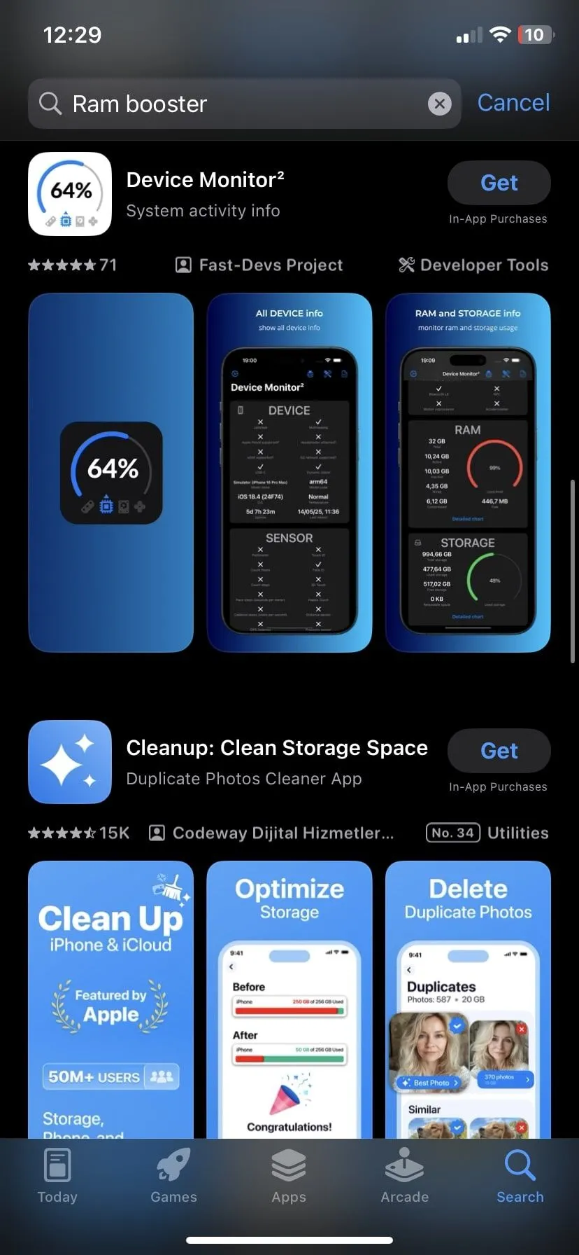 Các ứng dụng tăng tốc RAM iPhone trên App Store