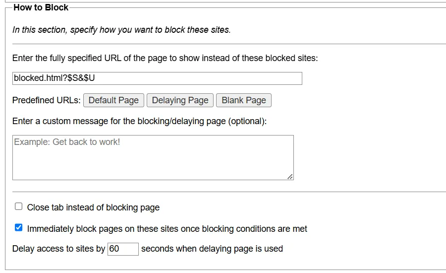Cách chặn trang web trong LeechBlock NG trên Chrome