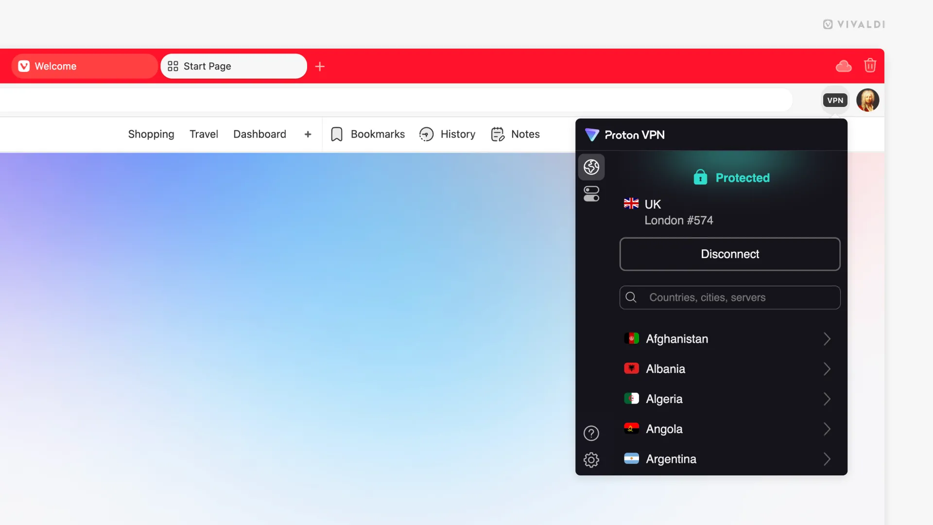 Cách kết nối VPN Proton trong trình duyệt Vivaldi trên máy tính.