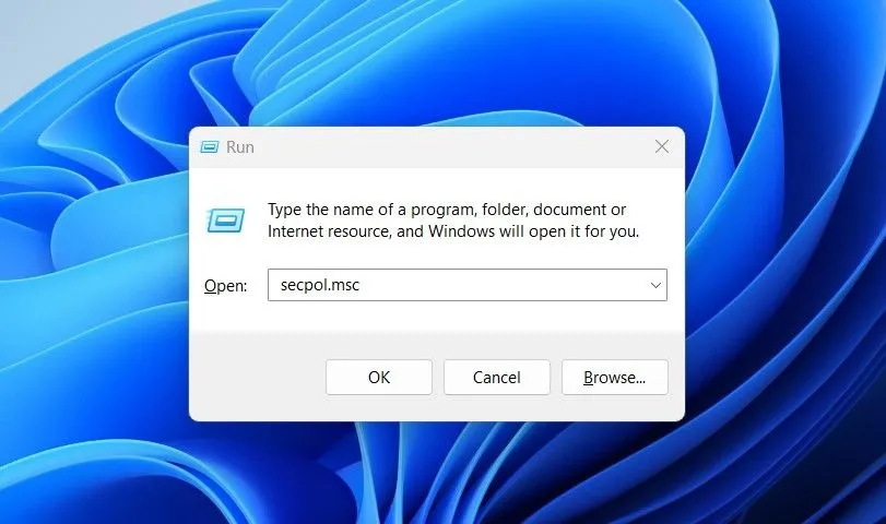 Cách mở Local Security Policy bằng hộp thoại Run trên Windows
