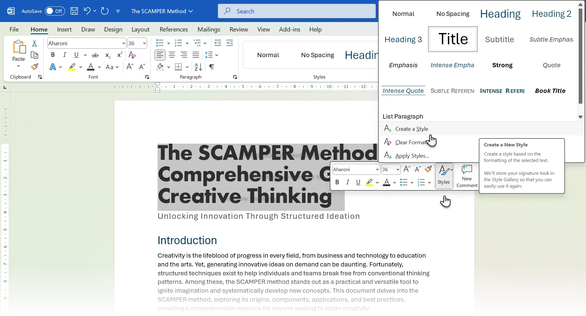 Cách tạo một Styles mới từ văn bản đã định dạng trong Microsoft Word