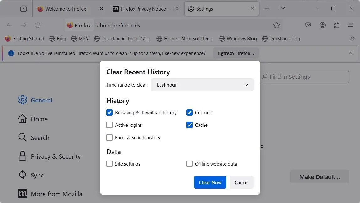 Cách xóa lịch sử duyệt web trên trình duyệt Mozilla Firefox