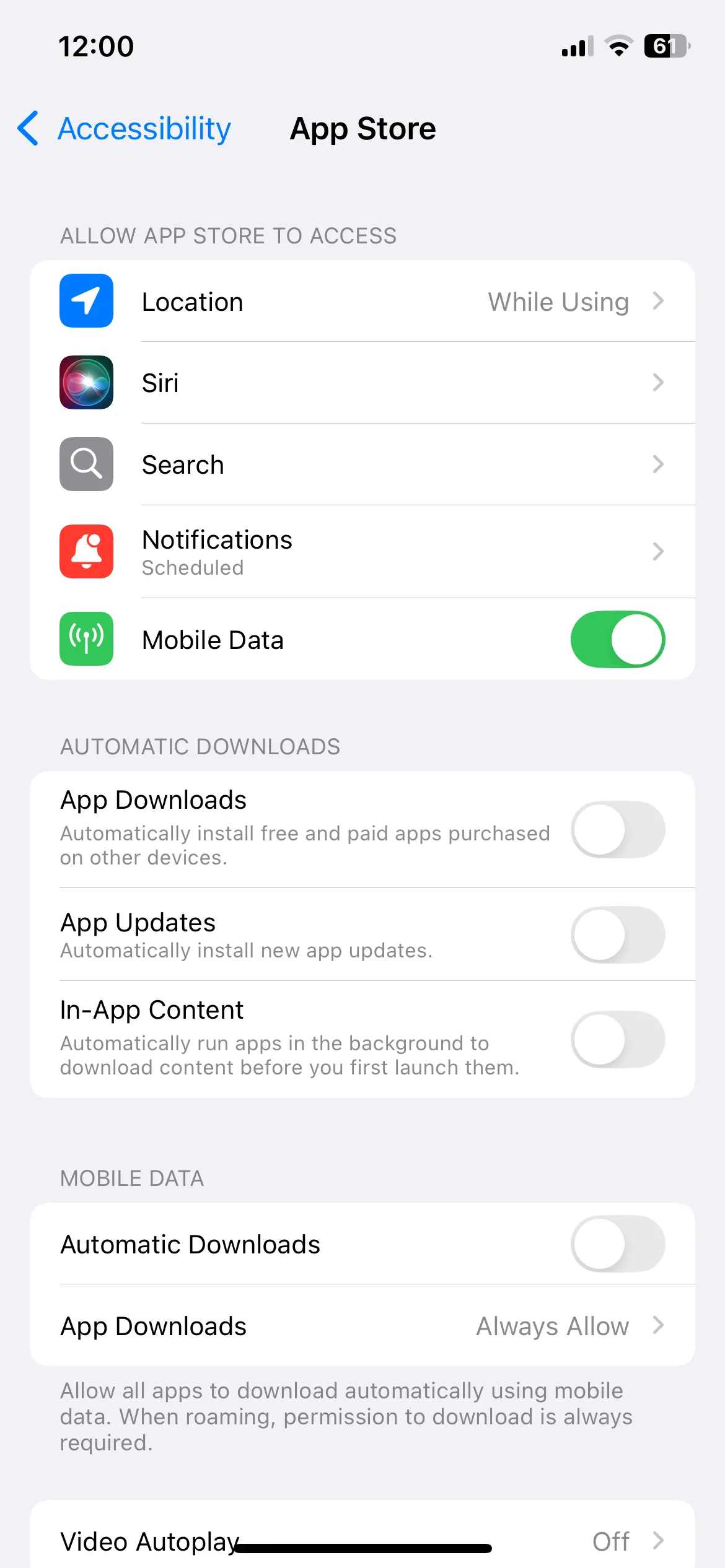 Cài đặt App Store trên iPhone để tắt tải về tự động