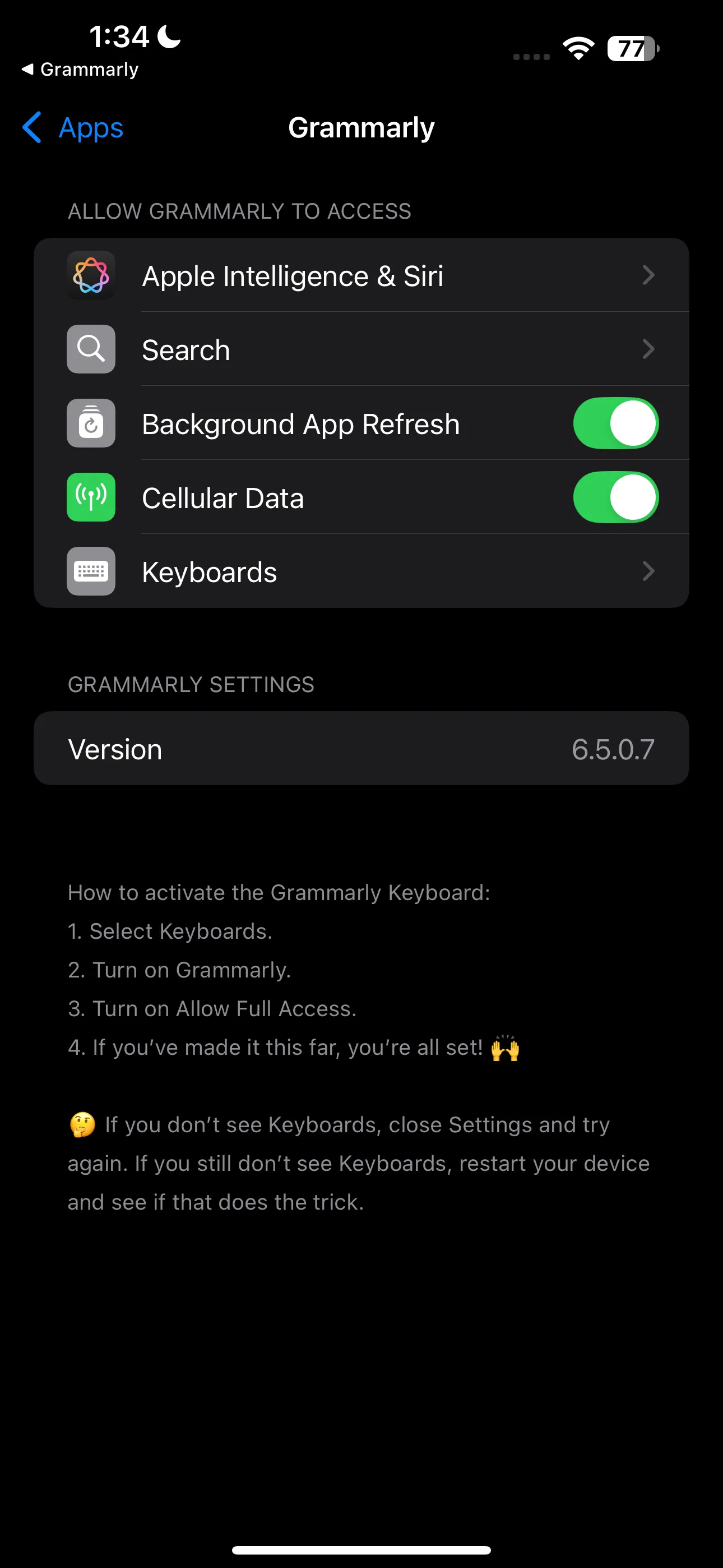 Cài đặt bàn phím Grammarly trên iPhone