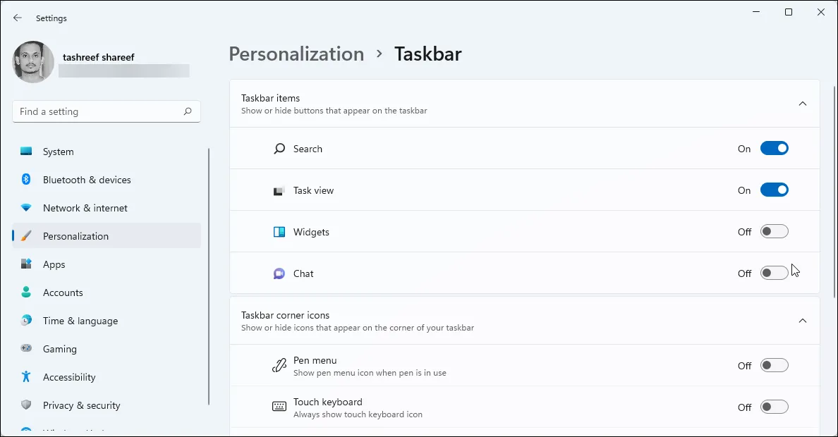 Cài đặt bật tắt bảng Widgets trên thanh Taskbar của Windows 11