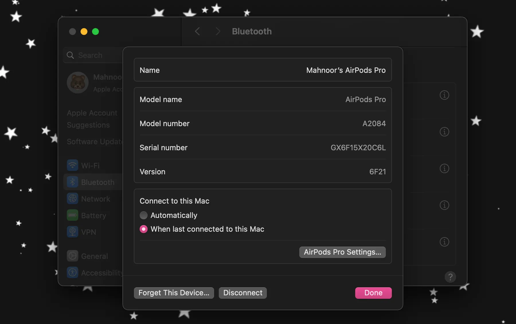 Cài đặt Bluetooth của AirPods trong macOS