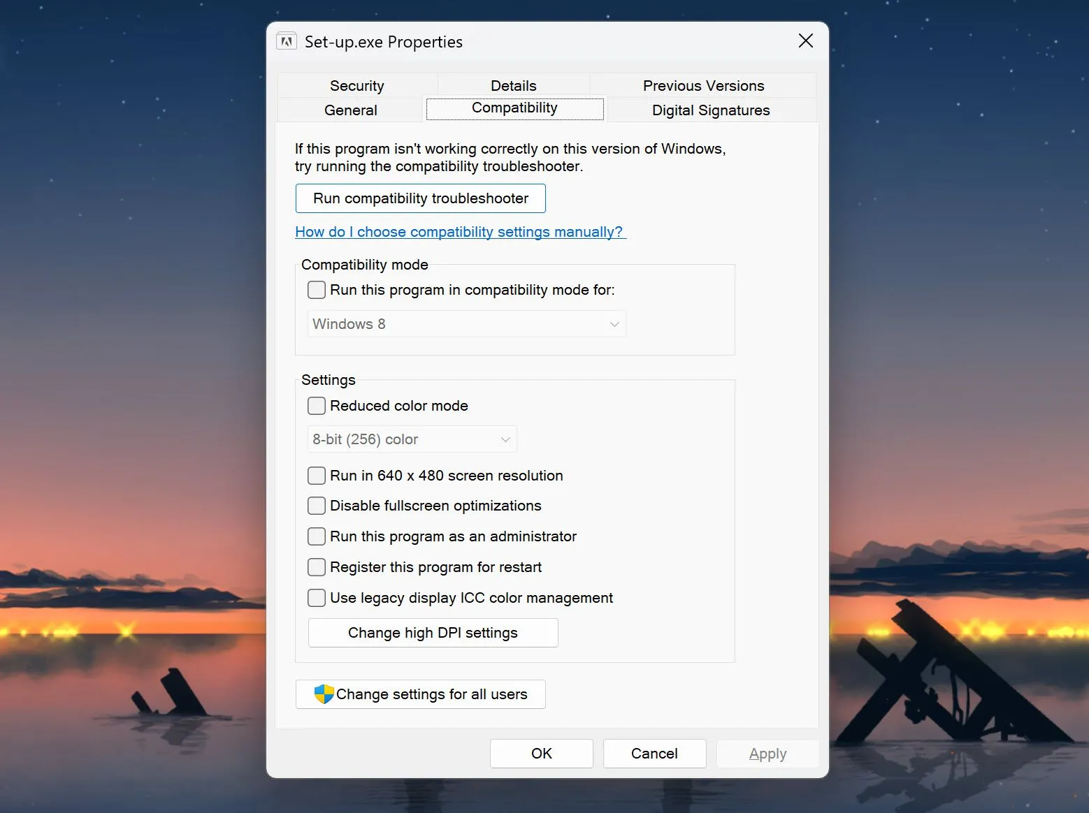 Cài đặt chế độ tương thích Windows 11