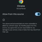 Cài đặt cho phép cài đặt ứng dụng không rõ nguồn gốc trên Android để cài RetroArch
