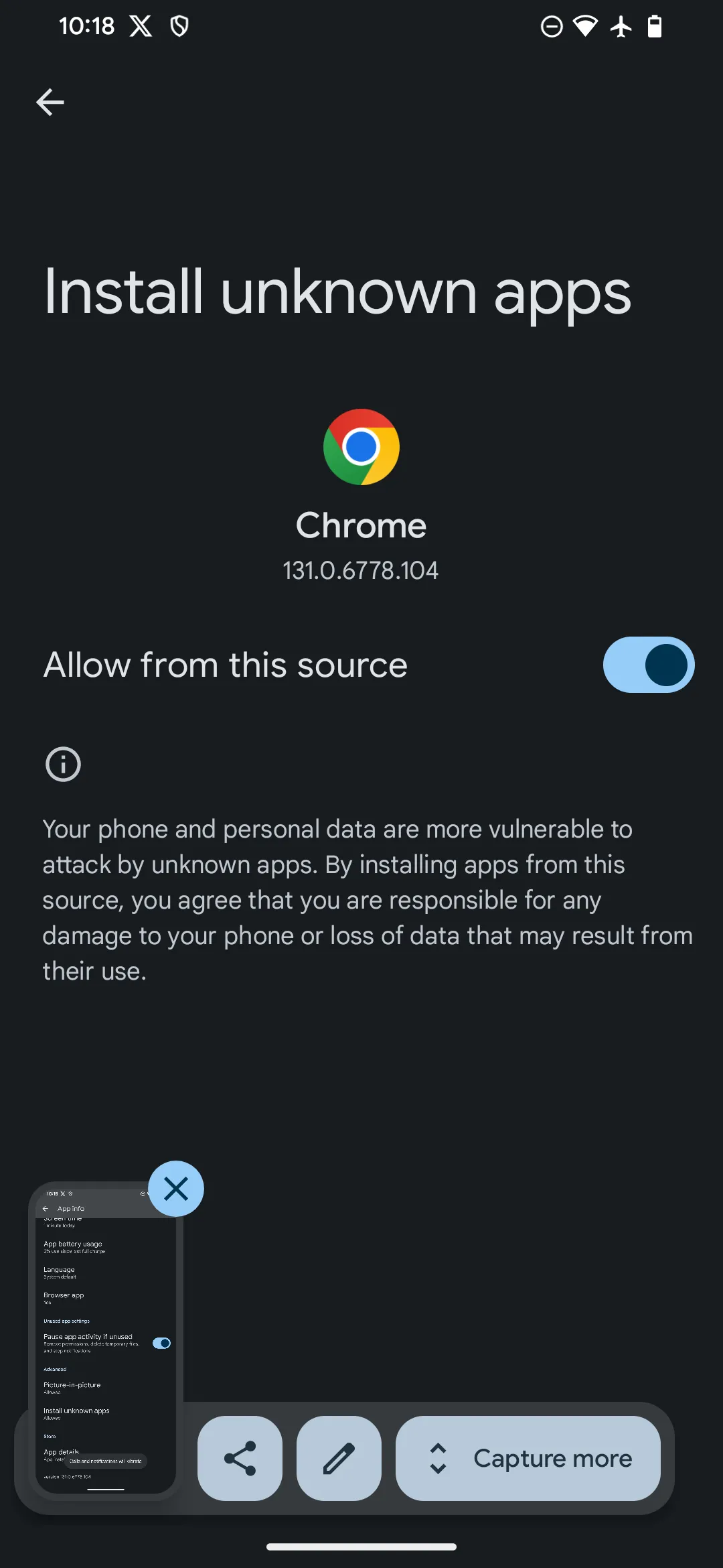 Cài đặt cho phép cài đặt ứng dụng không rõ nguồn gốc trên Android để cài RetroArch