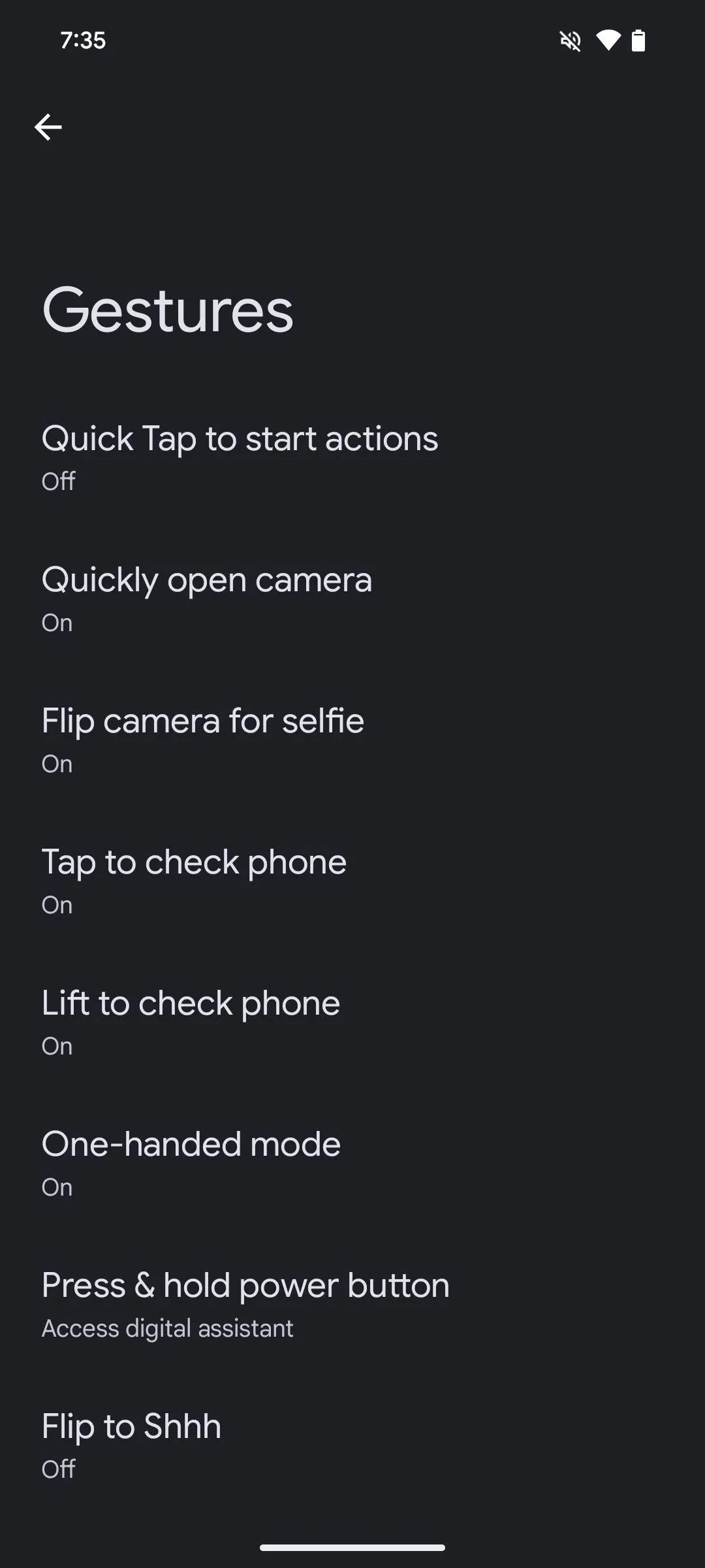 Cài đặt cử chỉ trên điện thoại Pixel, nơi tìm thấy Quick Tap.