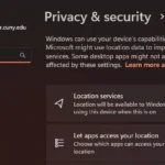 Cài đặt dịch vụ định vị trong Windows 11 cho phép người dùng kiểm soát việc chia sẻ vị trí với Microsoft.