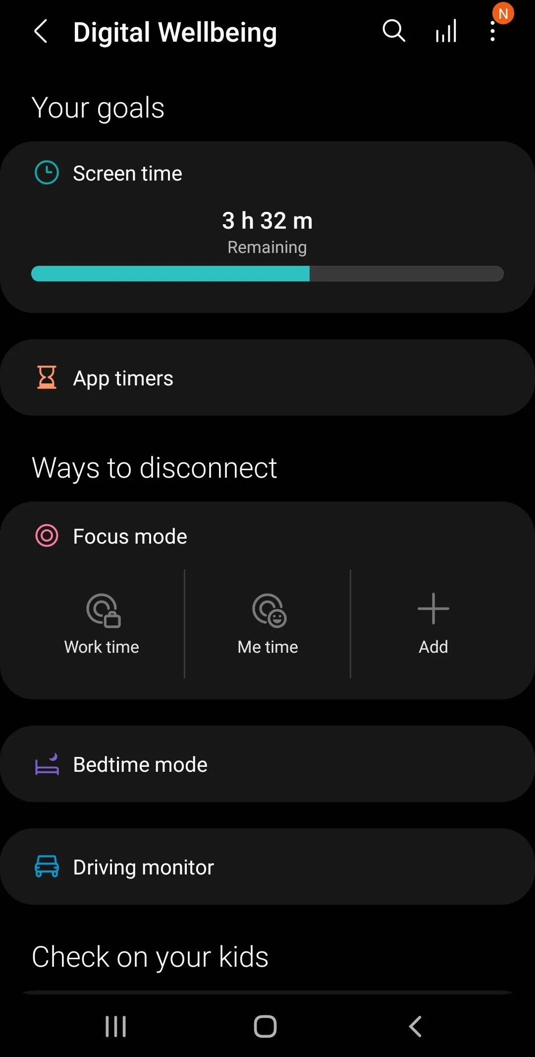 Cài đặt &quot;Digital Wellbeing&quot; trên điện thoại Android để quản lý thời gian sử dụng ứng dụng.