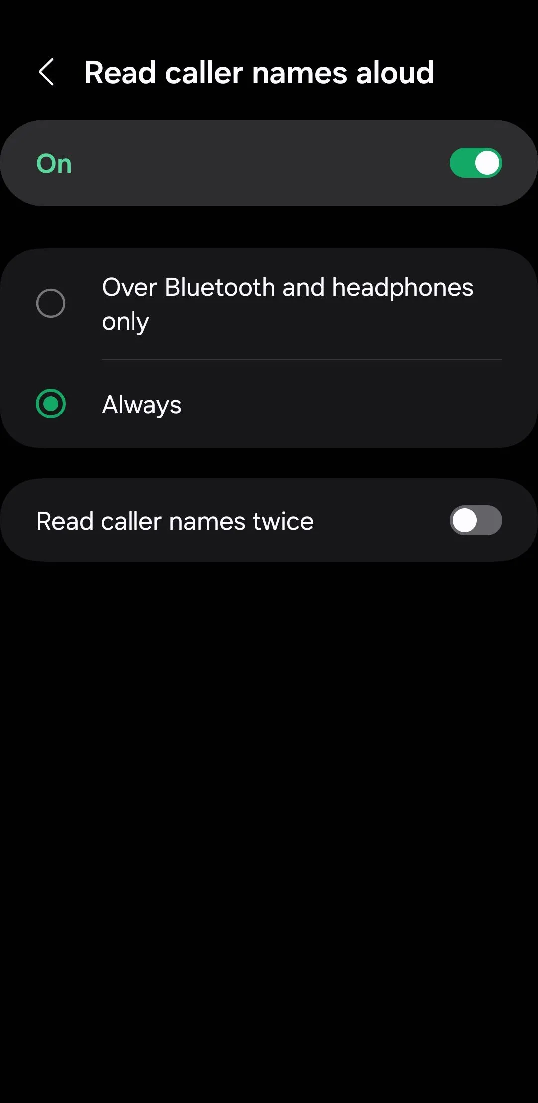 Cài đặt đọc tên người gọi đến (Read caller names aloud) trên điện thoại Android.