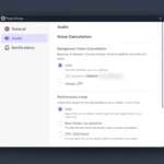 Cài đặt Krisp hiển thị tùy chọn khử tiếng ồn nền tự động bằng AI