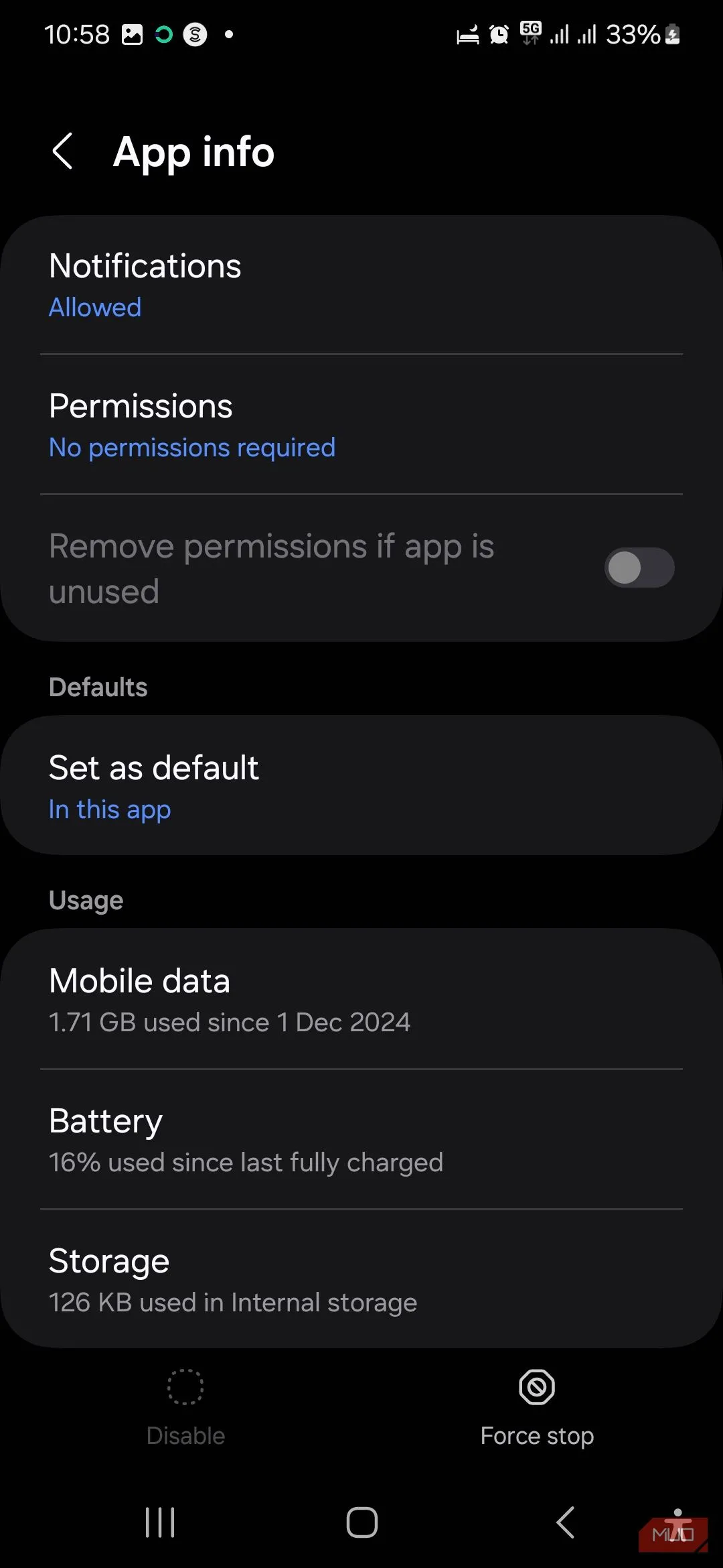 Cài đặt lưu trữ cho USBSettings trên điện thoại Samsung
