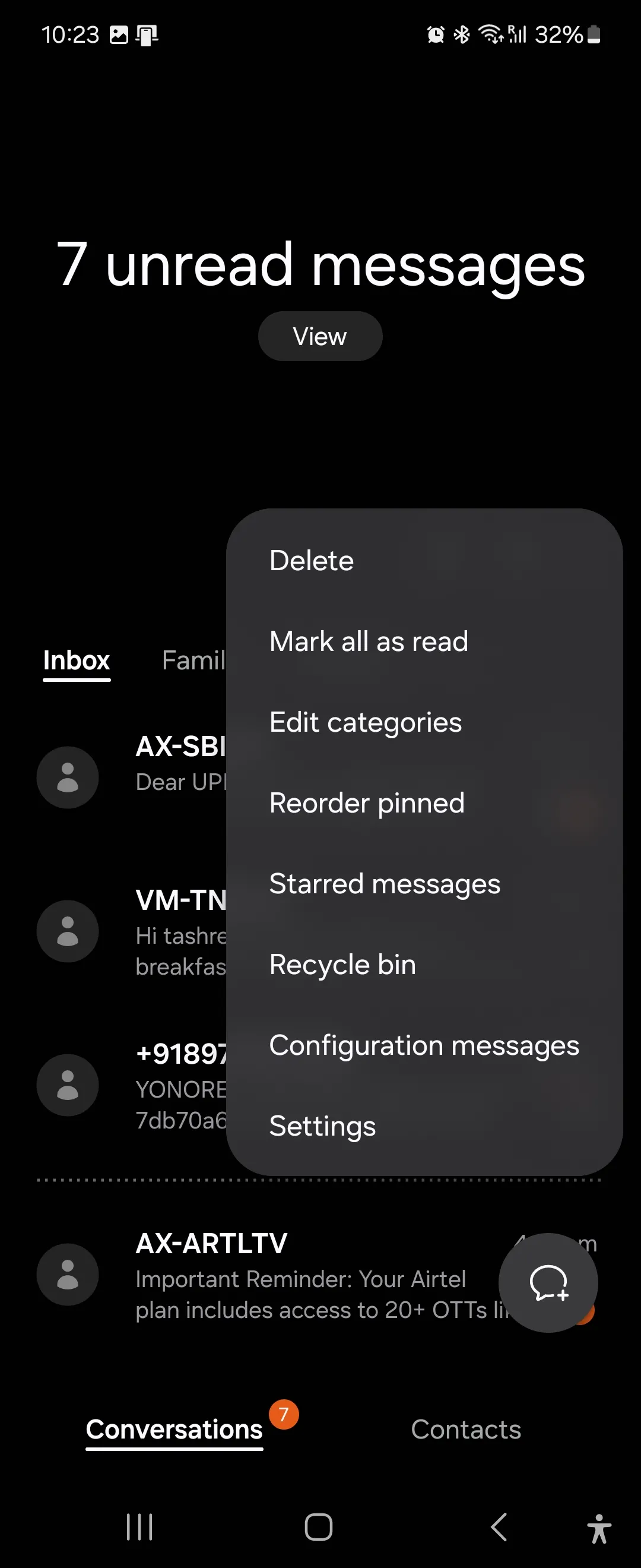 Cài đặt nâng cao của ứng dụng Tin nhắn Samsung