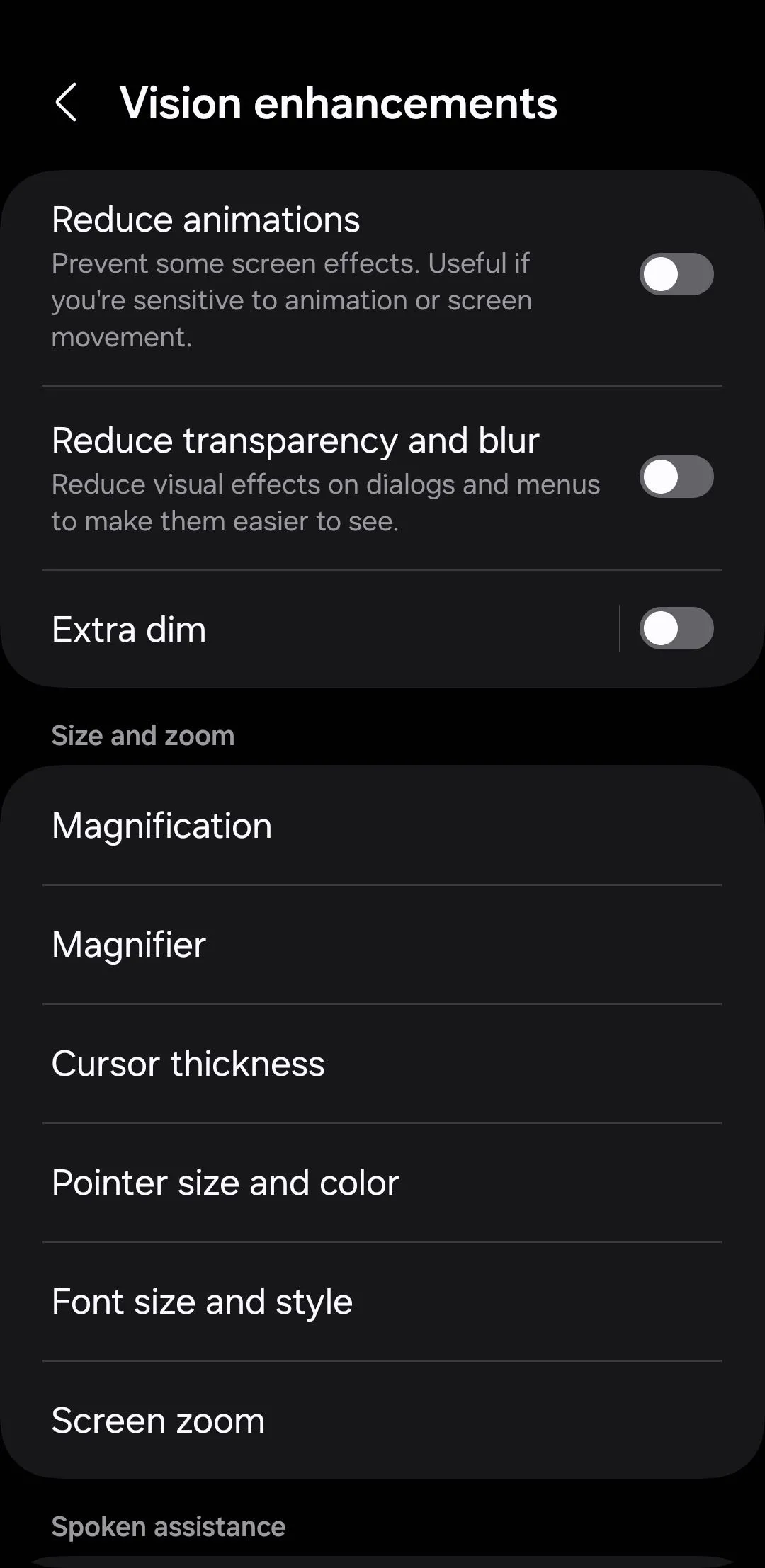 Cài đặt nâng cao tầm nhìn với tính năng Làm mờ bổ sung (Extra dim) trên Android.