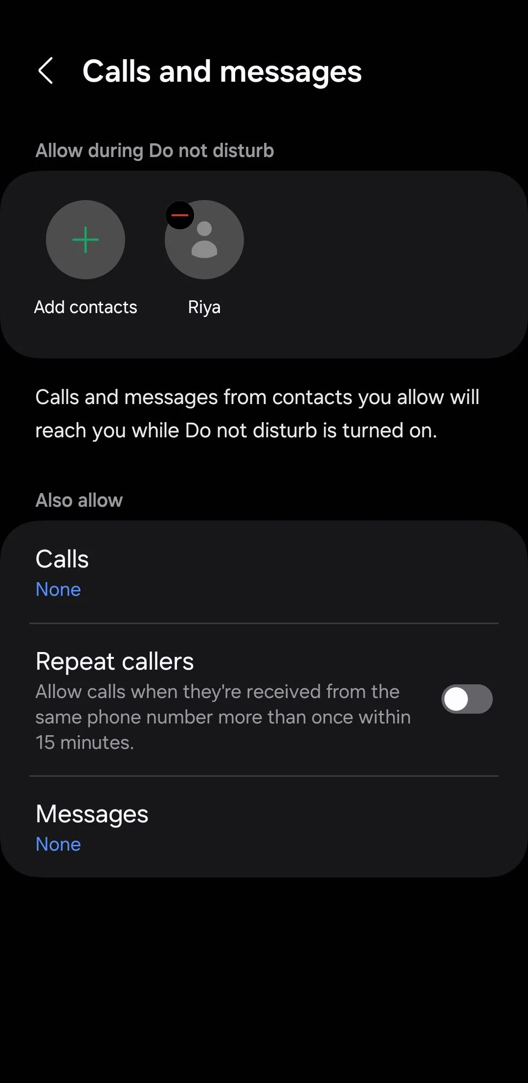 Cài đặt ngoại lệ cho chế độ Không làm phiền (Do Not Disturb) trên Android, cho phép cuộc gọi ưu tiên