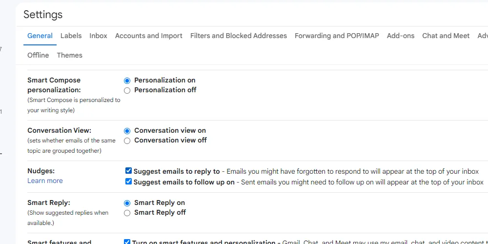 Cài đặt nhắc nhở của Gmail