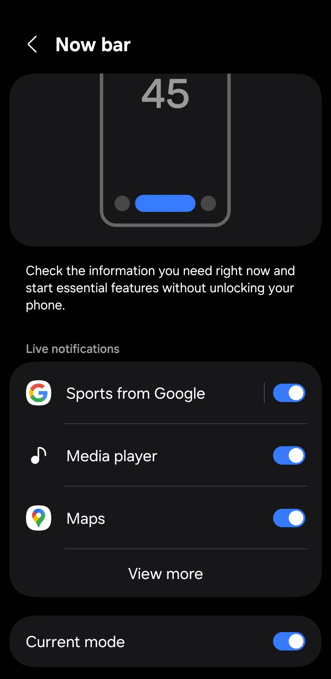 Cài đặt Now Bar trong One UI 7 trên điện thoại Samsung