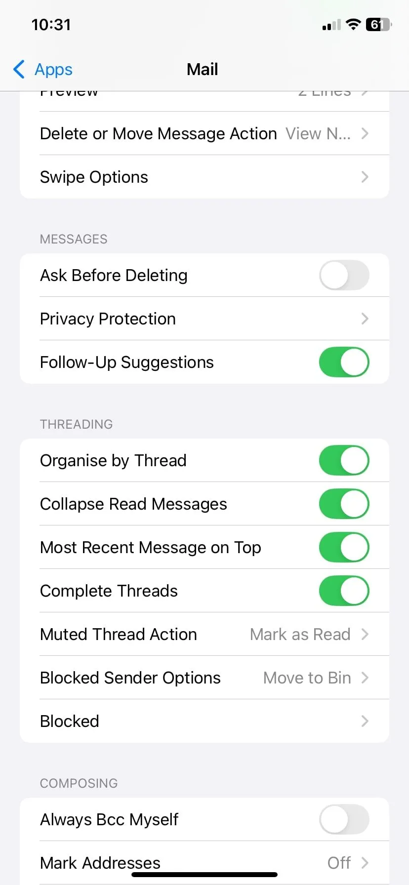 Cài đặt quyền riêng tư của Apple Mail trên iPhone
