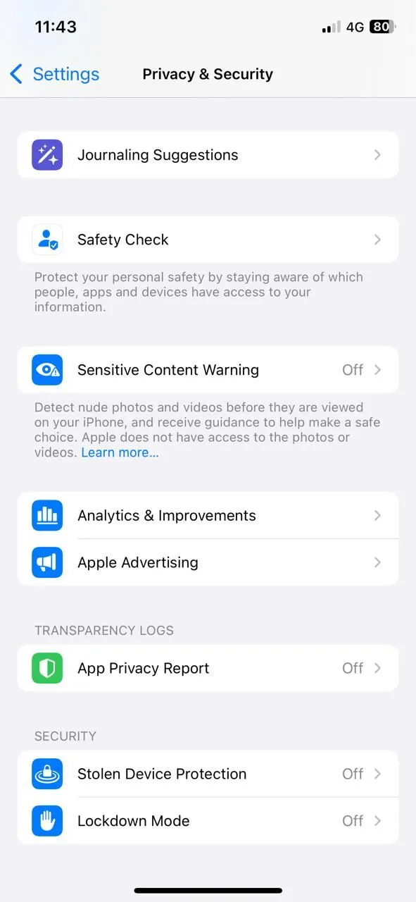 Cài đặt quyền riêng tư trên iPhone với tùy chọn Phân tích & Cải thiện