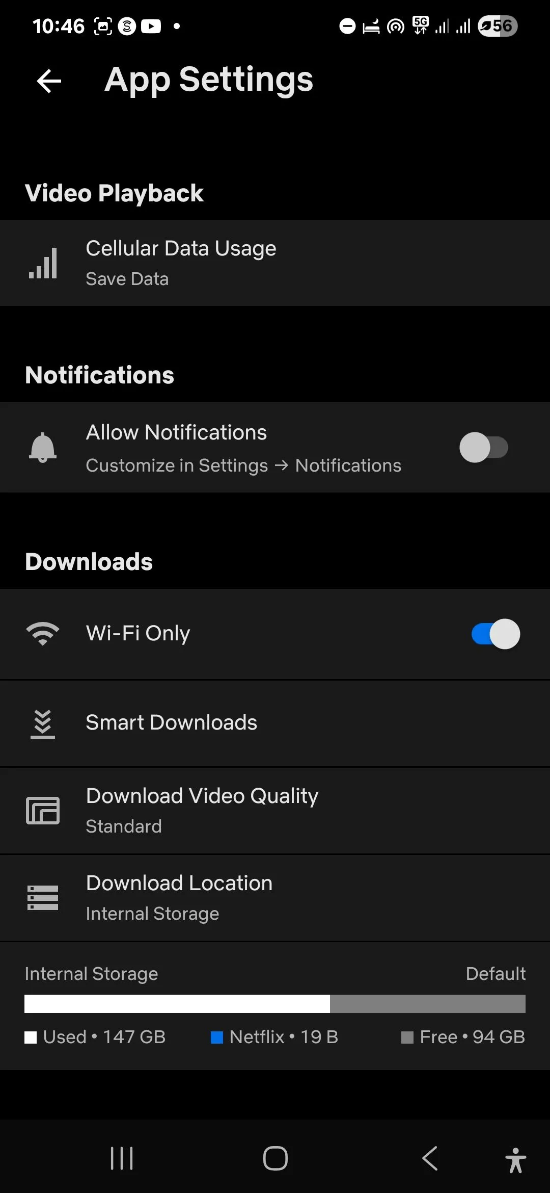 Cài đặt tải xuống trong ứng dụng Netflix trên Android