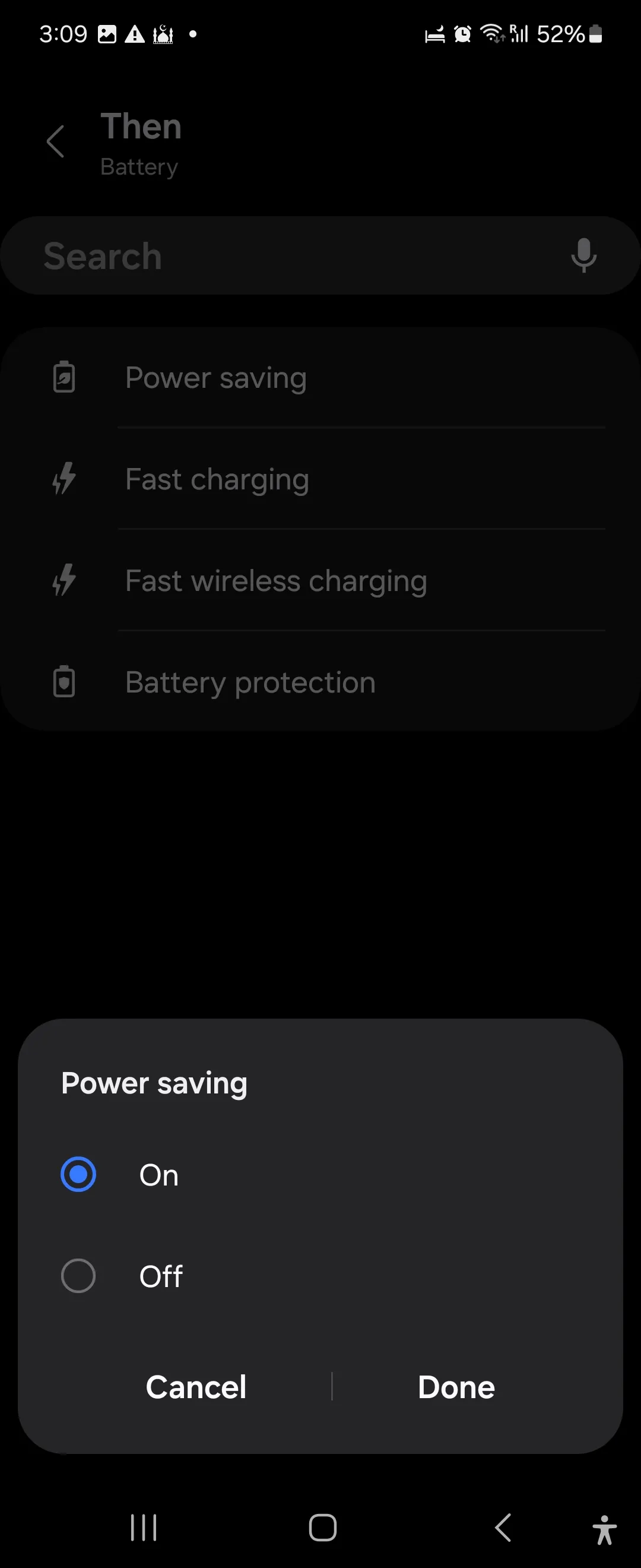 Cài đặt tự động bật chế độ tiết kiệm pin khi dung lượng pin thấp trong ứng dụng Samsung Modes and Routines