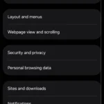 Cài đặt tùy chỉnh của trình duyệt Samsung Internet
