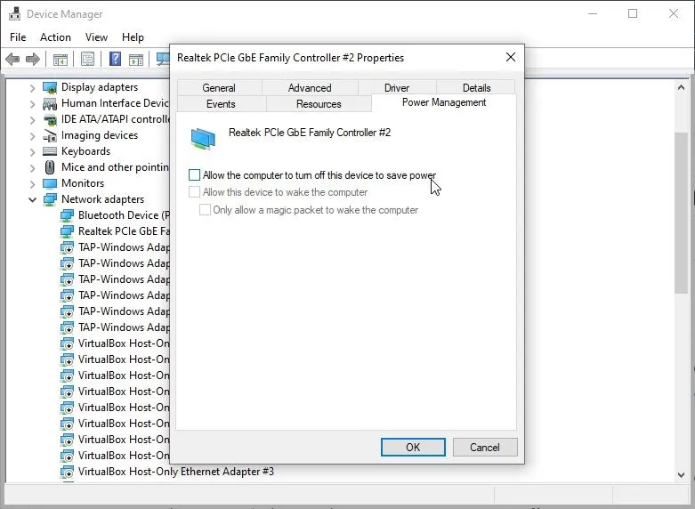 Cài đặt tùy chọn Network Adapters trong Device Manager trên Windows 10