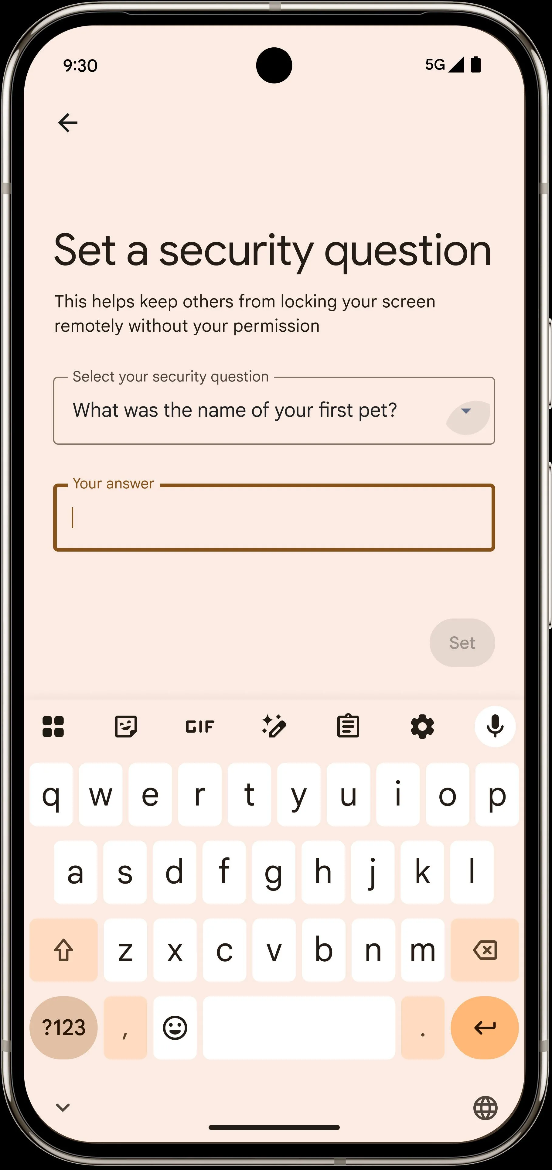 Câu hỏi bảo mật tính năng khóa từ xa trên Android