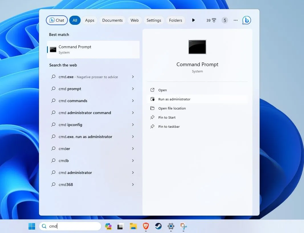 Chạy Command Prompt với quyền quản trị viên