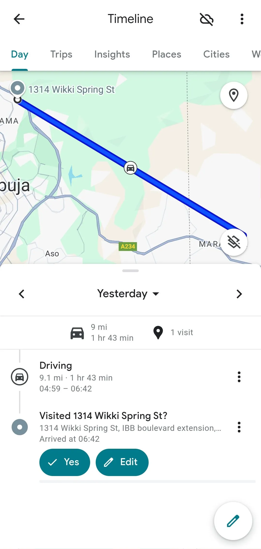 Chi tiết lịch sử di chuyển và phương tiện vận chuyển được ghi lại trên Dòng thời gian Google Maps